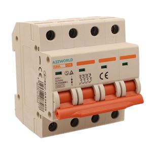 Interruttore Automatico MCB Curva C 4P 4M 6000A C25A AC 400V IP20 IEC60898-1 SB6L - Product Image 1