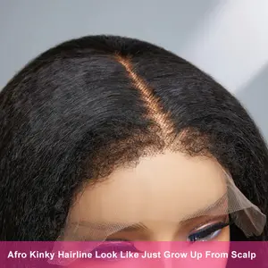 Parrucche diritte dei capelli umani di Yaki della parte anteriore del merletto di alta qualità 13 x4 HD con le parrucche realistiche dei bordi naturali dell'attaccatura dei capelli del bambino riccio crespo Afro
