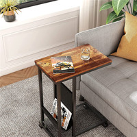 Étagère à livres pivotante multifonction sur mesure, table d'appoint de luxe noire de type C avec roulettes