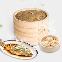 Olla Vaporera Apilable De 3 Niveles Bambu 6 Pulgadas Y Cesta Drenable Redonda Cajon Humeante Del Alimentos Hecha En China