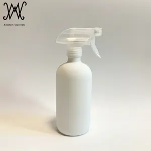 16oz 500ml לבן צבע בוסטון עגול זכוכית ספריי בקבוק עם יד משאבת הדק