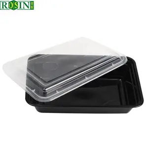 Individuelle schwarze Blister-Lahlzeitvorbereitungsbehälter mit Deckeln 32 Unzen Kunststoff-Lebensmittelbehälter 1 Kompartiment Lunchboxen mit Deckel