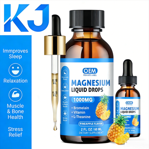 Gouttes liquides de magnésium saveur ananas avec bromélaïne, vitamines et L-théanine favorisant le sommeil, la relaxation, la santé des muscles et des os - Product Image 1