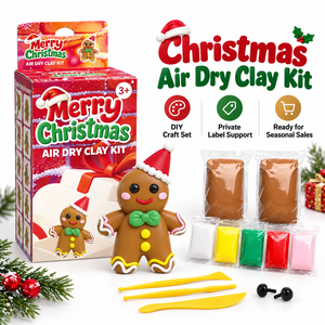 Christmas Gingerbread Man Air Dry Modeling Clay Kit for <b>Kids</b> Holiday Creative Play Gift with Tools OEM Custom Packaging - Product Image 1