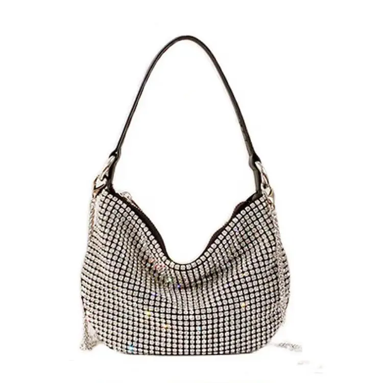 Женская сумка на подмышечной цепочке, полуполная роскошная сумка с бриллиантами для вечеринки