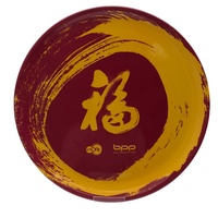 Impression personnalisée Grand plateau de service rond en mélamine avec logo personnalisé en plastique Ensemble de bols en mélamine pour la fête de l'Europe Assiette en mélamine colorée