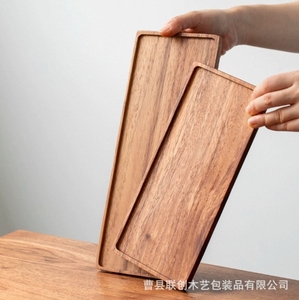 Bandeja cuadrada Rectangular de madera de nogal ecológica para acampar personalizable Hotel merienda de la tarde Dim Sum platos de pastel de frutas - Product Image 4