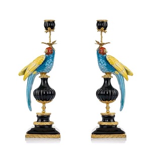 European Style Pure Copper Hand-painted <b>Ceramic</b> Parrot Candlestick <b>Ornaments</b> American Style Entrance Classical Home Living Room - Product Image 1