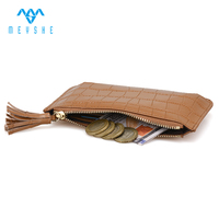 MEYSHE dompet koin kulit asli wanita, dompet kulit buaya asli kualitas tinggi dengan ritsleting untuk penggunaan kunci