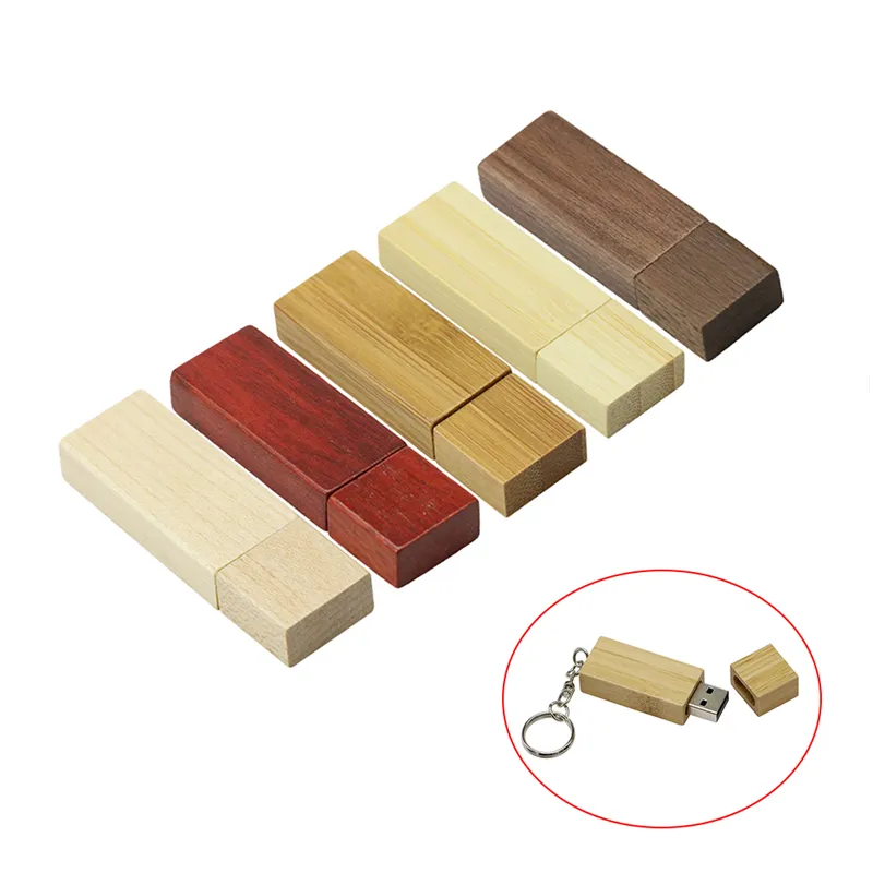 USB 2.0 Kayu Persegi Panjang, Flash Drive Guru Hadiah 32GB 64 4 16 8 256 Gb Memori Mini