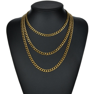 Collar de Acero Inoxidable Chapado <span class=keywords><strong>en</strong></span> <span class=keywords><strong>Oro</strong></span> PVD de 18K, <span class=keywords><strong>Cadena</strong></span> <span class=keywords><strong>Cubana</strong></span> de 5-12MM, Joyería Hip Hop Punk para Hombre y Mujer, Venta al Por Mayor, Collar de Moda - Product Image 1