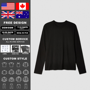 T-shirt en jersey léger à manches longues et col rond pour homme Kingsen, 100 % coton, logo personnalisé sur le devant, coupe classique, séchage rapide - Product Image 2