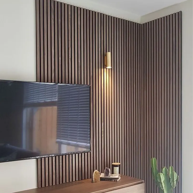 Thân Thiện Với Môi Gỗ Slat Tấm Tường Acoustic Tấm Cách Âm Bằng Gỗ MDF Akupanel Acoustic Tường Cho Tấm Slat