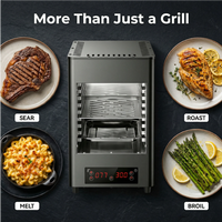 Grill à steak électrique commercial 800C, four à barbecue infrarouge haute température, gril amovible en acier inoxydable, commande tactile, portable
