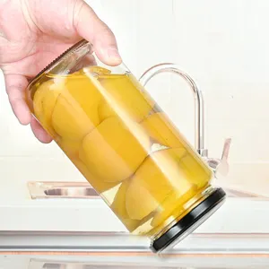 Miel en gros d'usine 1000ml 500ml pot rond de jus en verre avec couvercle en métal