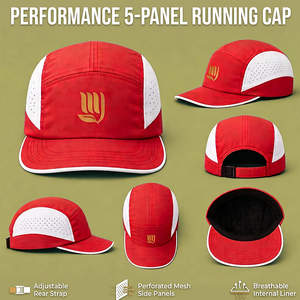 Gorra de 5 Paneles para Campismo, MOQ Bajo, OEM ODM, Logotipo Reflectante Personalizado, Transpirable, Perforada, con Visera en Contraste - Product Image 1