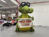Dragon vert gonflable géant publicitaire personnalisé Jenor, sculpture de dinosaure gonflable de dessin animé avec lunettes