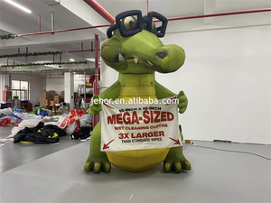 Dragón Verde Inflable Gigante Personalizado de Jenor, Escultura de Dinosaurio Inflable de Dibujos Animados con Gafas - Product Image 2