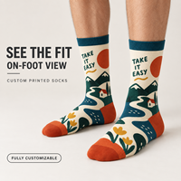 Chaussettes d'automne personnalisées OEM pour adultes - Polyester/Nylon/Coton/Bambou/Laine, résistantes aux déchirures, séchage rapide, impression numérique 360°