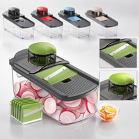 Ourokhome Handmatige Mandoline Snijder Groentesnijder Plastic 6 Roestvrijstalen Messen Antislip Zware Kwaliteit Draagbaar Gereedschap