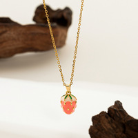 CUMAI 18K verguld roestvrijstalen fruit hanger ketting kersen aardbei druif ketting voor dames groothandel bulk