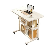 Table de chevet simple en métal, bureau réglable en hauteur, station de travail de lecture, tableau d'écriture, étagère de rangement mobile, roulettes pivotantes