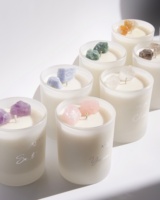 Bougie Chakra de Luxe Personnalisable en Cire de Soja, Pierres de Guérison Spirituelles, Parfum Magique, Faite à la Main, Bio, pour les Fêtes