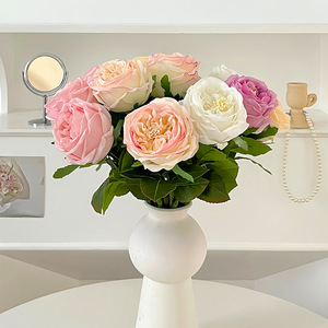 Elegant 45cm Real Touch Silk Rose Handmade <b>Artificial</b> <b>Flower</b> for Home Garden & Party Floral Decoration Made of Cloth - Product Image 3