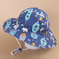 Chapeau de bain réglable pour enfants, protection UPF 50+, large bord, sangle sous le menton, chapeau bob dessin animé pour bébés, unisexe