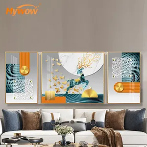 Custom Modern Designs Luxury Canvas Artwork Paintings 3D Crystal Porcelain Painting Wall Art