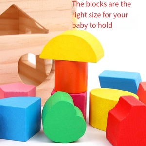 Meilleure vente classique Montessori enfants en bois forme géométrique trieur boîte éducatif Cube blocs de construction jouets assortis - Product Image 3
