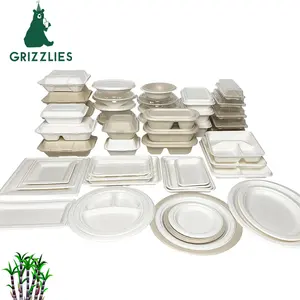 Compost OK biodégradable écologique Vaisselle compostable pour la maison Vaisselle en bagasse de canne à sucre Vaisselle de table