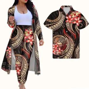 波利尼西亚穿对波利尼西亚3件套装部落设计花饰印花定制女装加尺码外套长裤