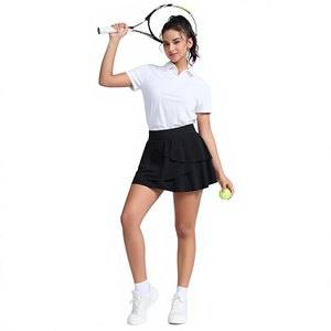 Women's Black A-Line Ruffle Tennis <b>Skirt</b> <b>Elastic</b> <b>Waist</b> Chiffon Mini Sporty Summer <b>Skirt</b> Breathable Design Solid Color - Product Image 6