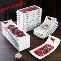 Assiette de service rectangulaire empilable en mélamine écologique BST de qualité alimentaire pour plateau de viande, idéale pour les restaurants de bœuf et les plats chauds