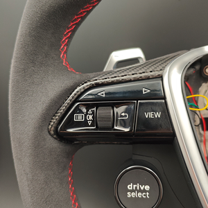 พวงมาลัยแอลอีดีคาร์บอนไฟเบอร์แท้ครึ่งเรียบปรับแต่งได้สำหรับรถ Audi <span class=keywords><strong>RS</strong></span> A4 A5 A6 A7 S3 S4 S5 B9 B9.5 RS3 RS4 RS5 RS6 RS7 - Product Image 2