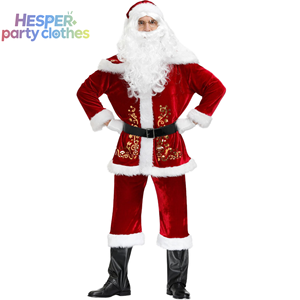 Costume de Père Noël fantaisie pour homme HESPER, costume de Noël imprimé avec robe et pantalon pour les fêtes d'adultes, avec un personnage de la télévision - Product Image 1