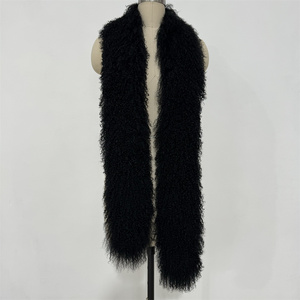 Customize Design Long Style Tibetan <strong>Lamb</strong> Natural Long Hair <strong>Curly</strong> Scarf Mongolian <strong>Lamb</strong> <strong>Fur</strong> Scarf - Product Image 4