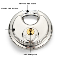 Cadenas antivol à double levier en laiton, avec anse en acier chromé de 3/8 pouce, en acier inoxydable 304 zingué, type Discus