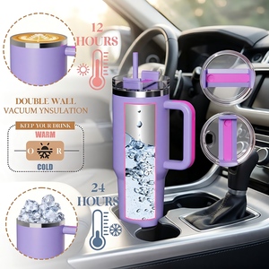 Gobelet <span class=keywords><strong>isotherme</strong></span> personnalisé en acier inoxydable de 40 oz avec <span class=keywords><strong>poignée</strong></span> pour l'extérieur, tasse à café imprimée avec logo, disponible en 20 oz, 30 oz, 40 oz - Product Image 2