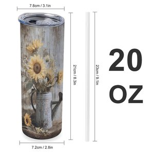 Stainless Steel Tumbler 20oz Vacuum <b>Insulated</b> Custom Sunflower Design Travel <b>Mug</b> - Product Image 1