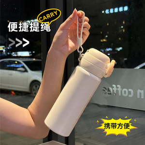 Creative Letter Square Buckle Double Drink Pop Up <b>Thermos</b> Cup 316 Stainless Steel Portable Travel Water <b>Bottle</b> - Product Image 2
