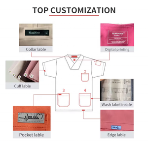 Nuevo producto <span class=keywords><strong>Polo</strong></span> cuello verde oliva 4 vías estiramiento Hospital enfermera Scrubs conjunto multifuncional bolsillo enfermera uniforme quirúrgico Scrubs - Product Image 4