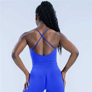 High Elasticity Spaghetti Strap Yoga <b>Sports</b> <b>Bra</b> for Women Four-Way Stretch Medium Support Seamless Design Breathable Front Logo - Product Image 6