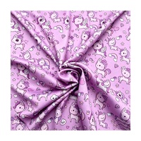 Tela de punto de poliéster con estampado de caballo de dibujos animados, precio mayorista económico para prendas de niñas, accesorios de juguete, entretela y manualidades.