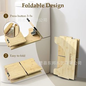 Bamboo Squat Toilet <b>Stool</b> For Adults And Kids With Anti Slip <b>Pads</b> And Safe Edges Bathroom Footstool - Product Image 3