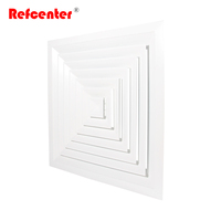 Diffuseur de plafond carré 4 voies en aluminium avec registre pour conduit de climatisation
