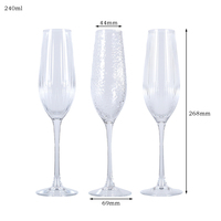 Flûtes à champagne en verre artistique uniques, verres à vin texturés élégants, verrerie décorative, verrerie en verre blanc de haute qualité pour les événements