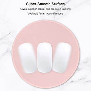Alfombrilla de ratón redonda pequeña con textura Premium USA 8,7x8,7 pulgadas rosa, alfombrilla de ratón de goma antideslizante con borde cosido, grosor bonito de 3mm - Product Image 3
