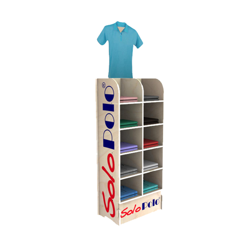 Apache Customizable Double-Sided Light Duty Modern Plywood Floorstanding T-Shirt Display Rack Customized Colors for Supermarkets — view 4